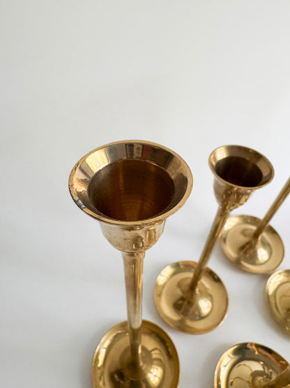 Vintage Brass Candlestick Holders — Set of 13