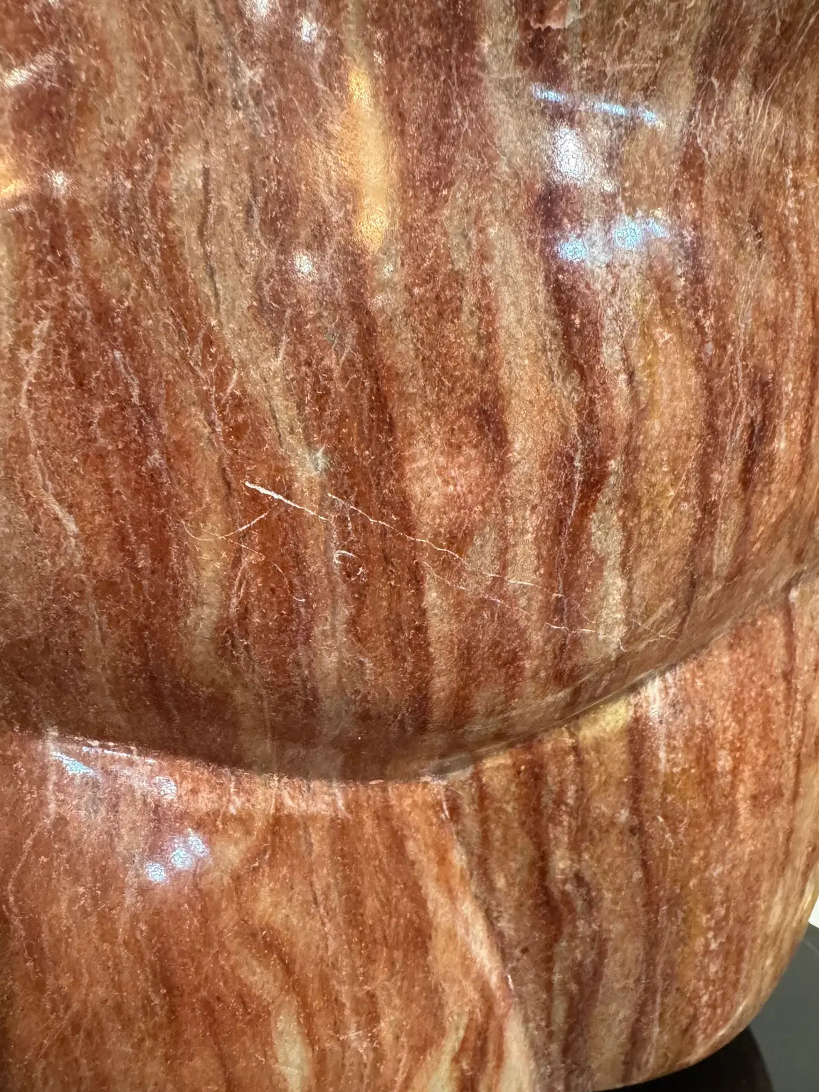 Italian 1980 Signed Marble Female Torso Sculpture on Rotating Black Lacquered Pedestal