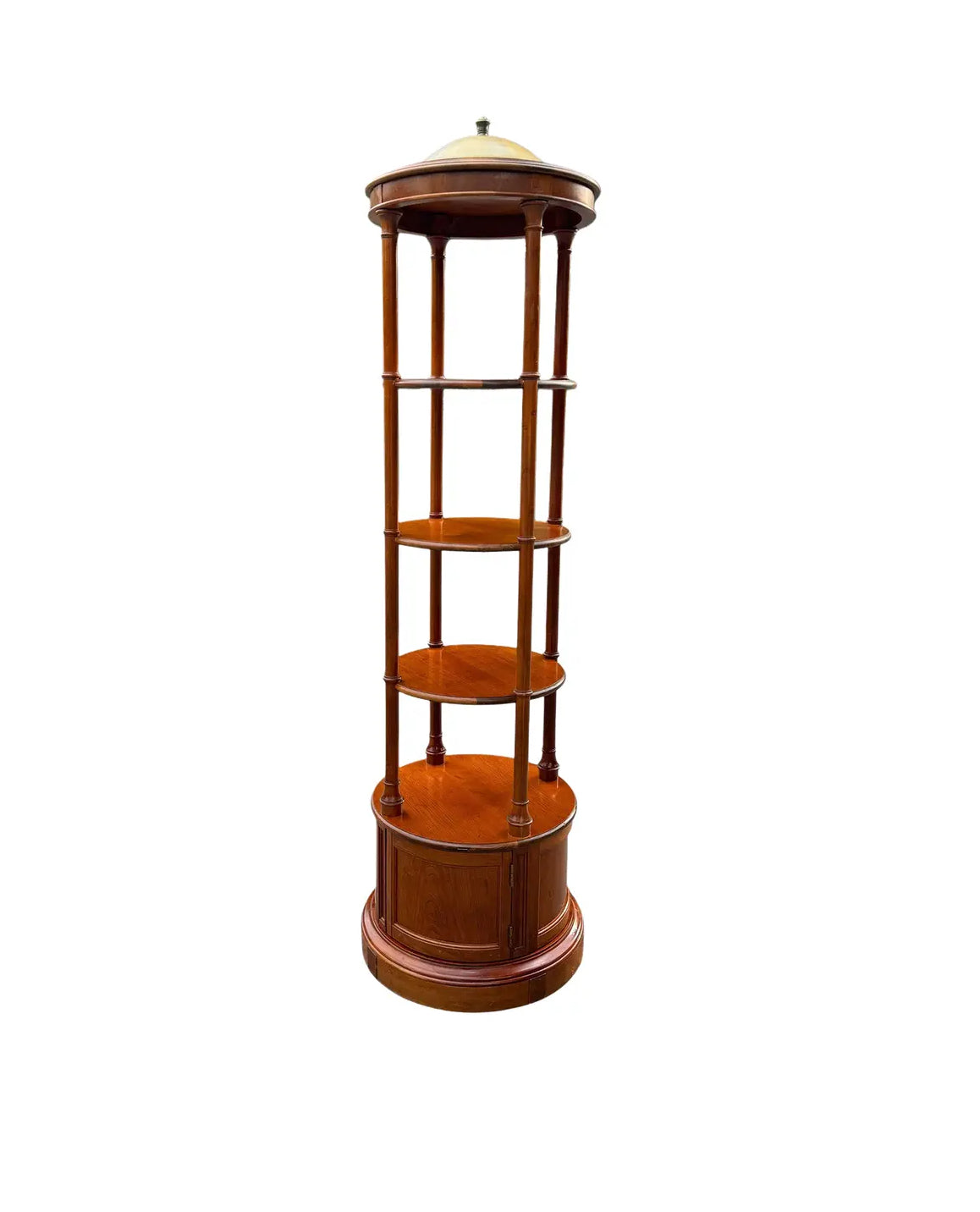 Mid-20th Century Edwardian Style, Revolving Shelving Unit With Dome Top and Storage Cabinet