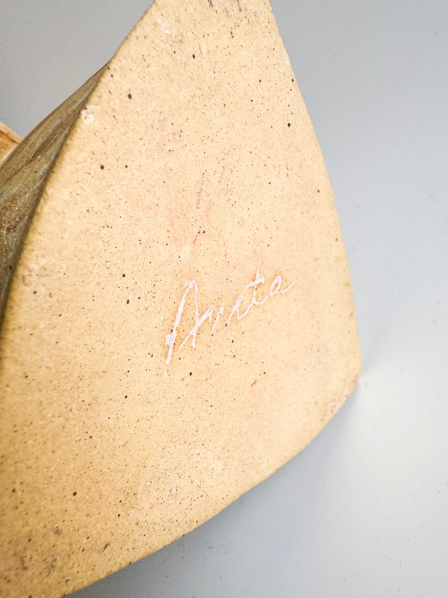 Signed Sculptural Marbled Stoneware Vase