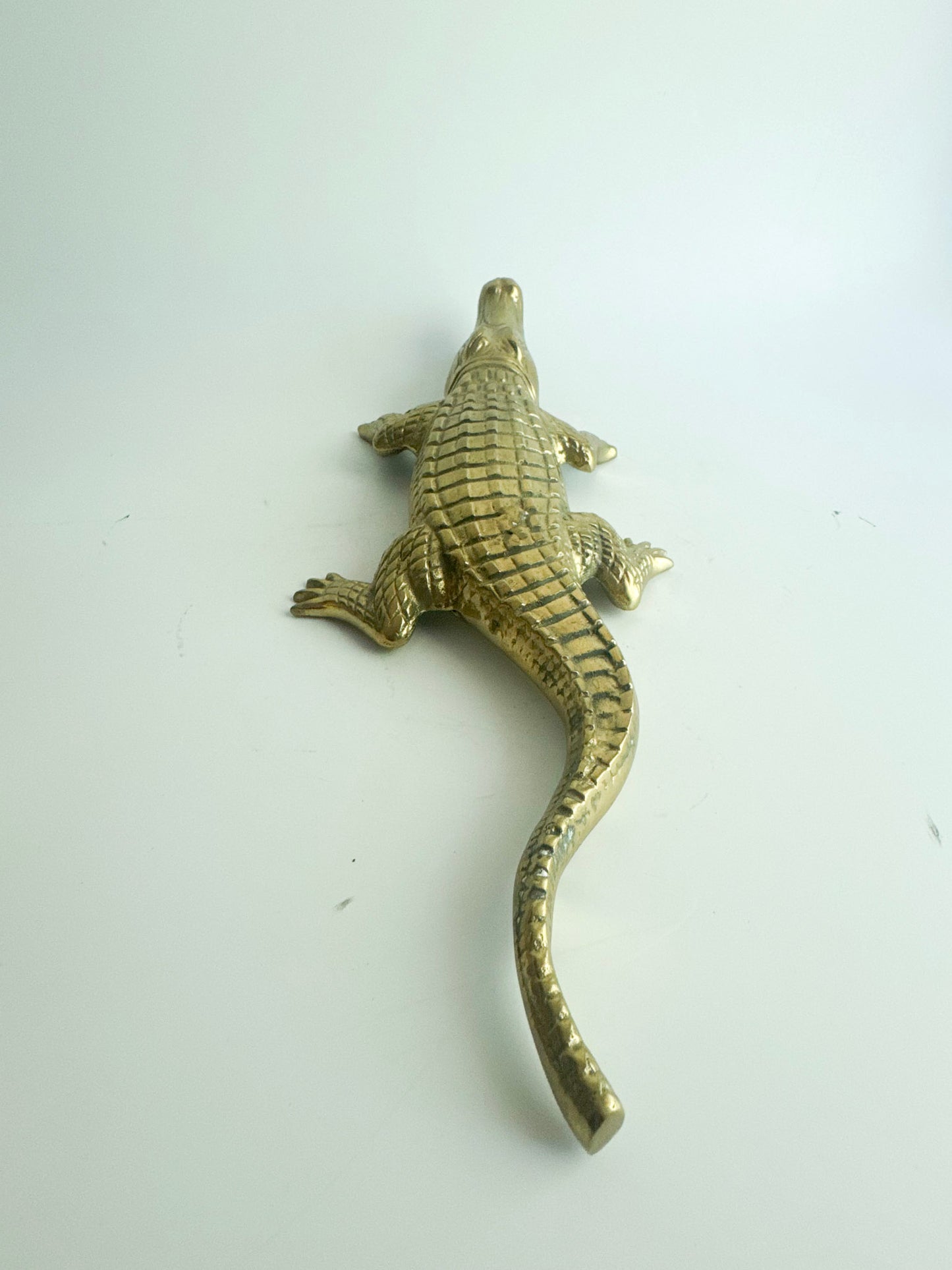 Vintage Solid Brass Alligator Figurine