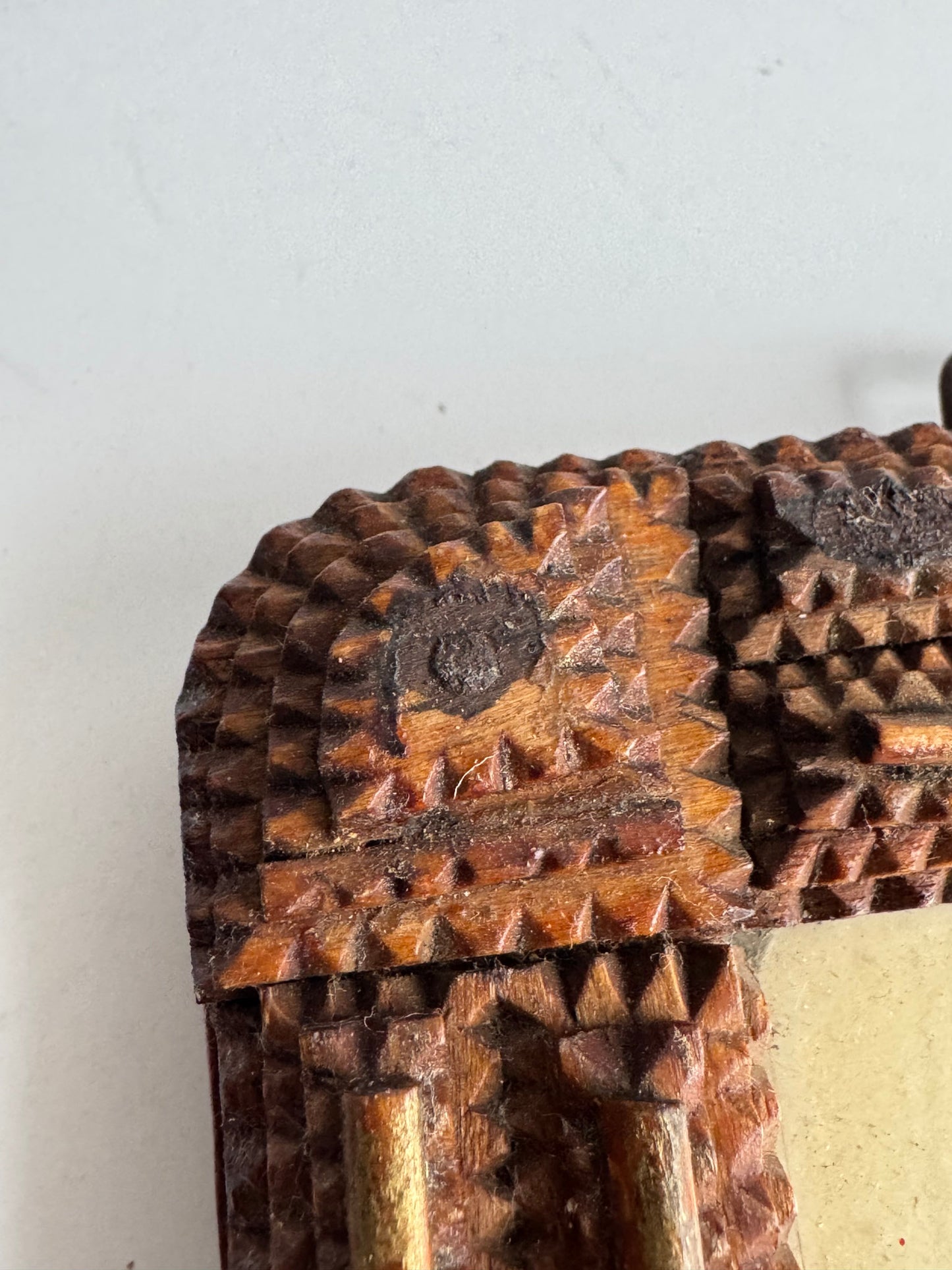 Antique Tramp Art Folk Frame with Original Portrait