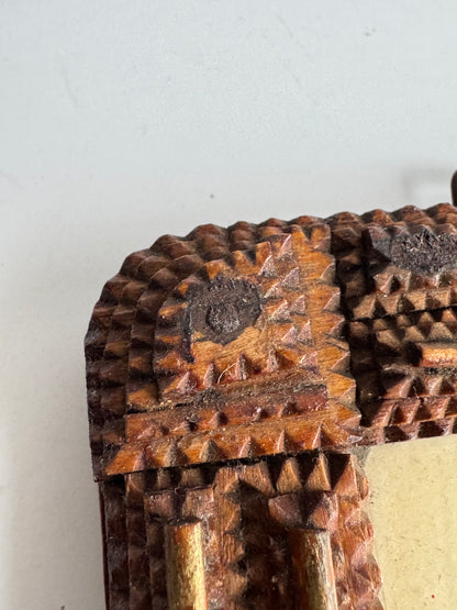 Antique Tramp Art Folk Frame with Original Portrait