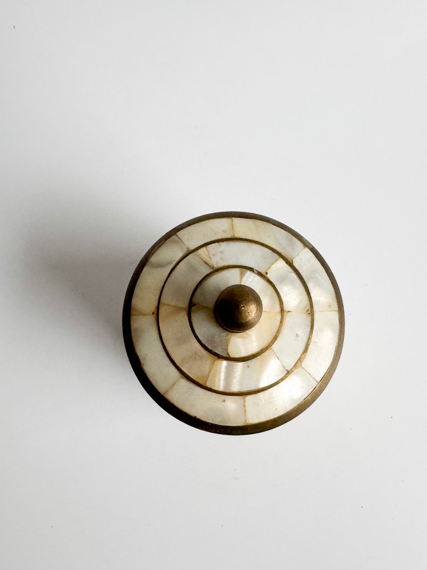 Vintage Brass & Mother of Pearl Lidded Canister