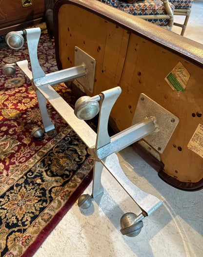 Vintage Industrial Gasser Chair Co. Rolling Settee in Burgundy Faux Leather