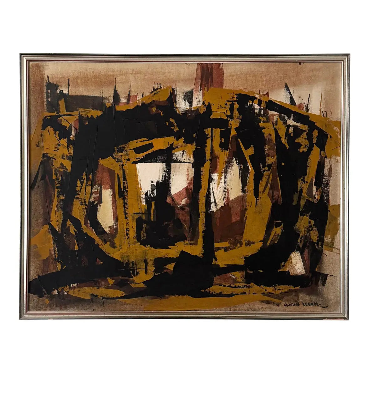 Hilton Leech, Earthquake, Abstract Mixed Media Painting, 1960s