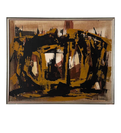 Hilton Leech, Earthquake, Abstract Mixed Media Painting, 1960s
