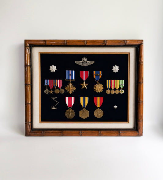 Vintage Framed Military Medals Shadow Box Display