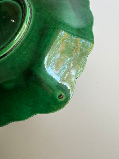 Antique Portuguese Majolica Leaf Plate, circa 1900