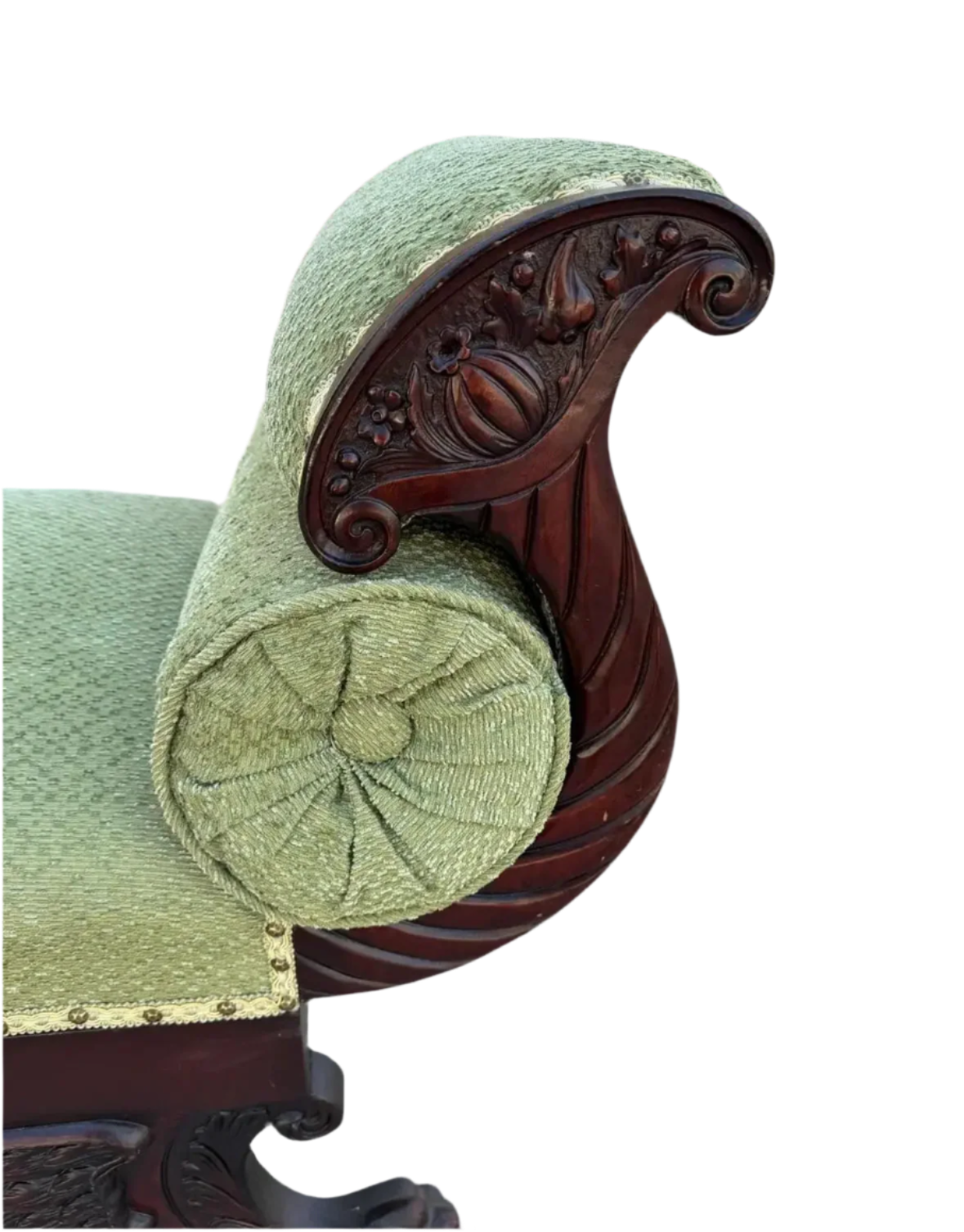 Antique Green Regency-Style Recamier Settee