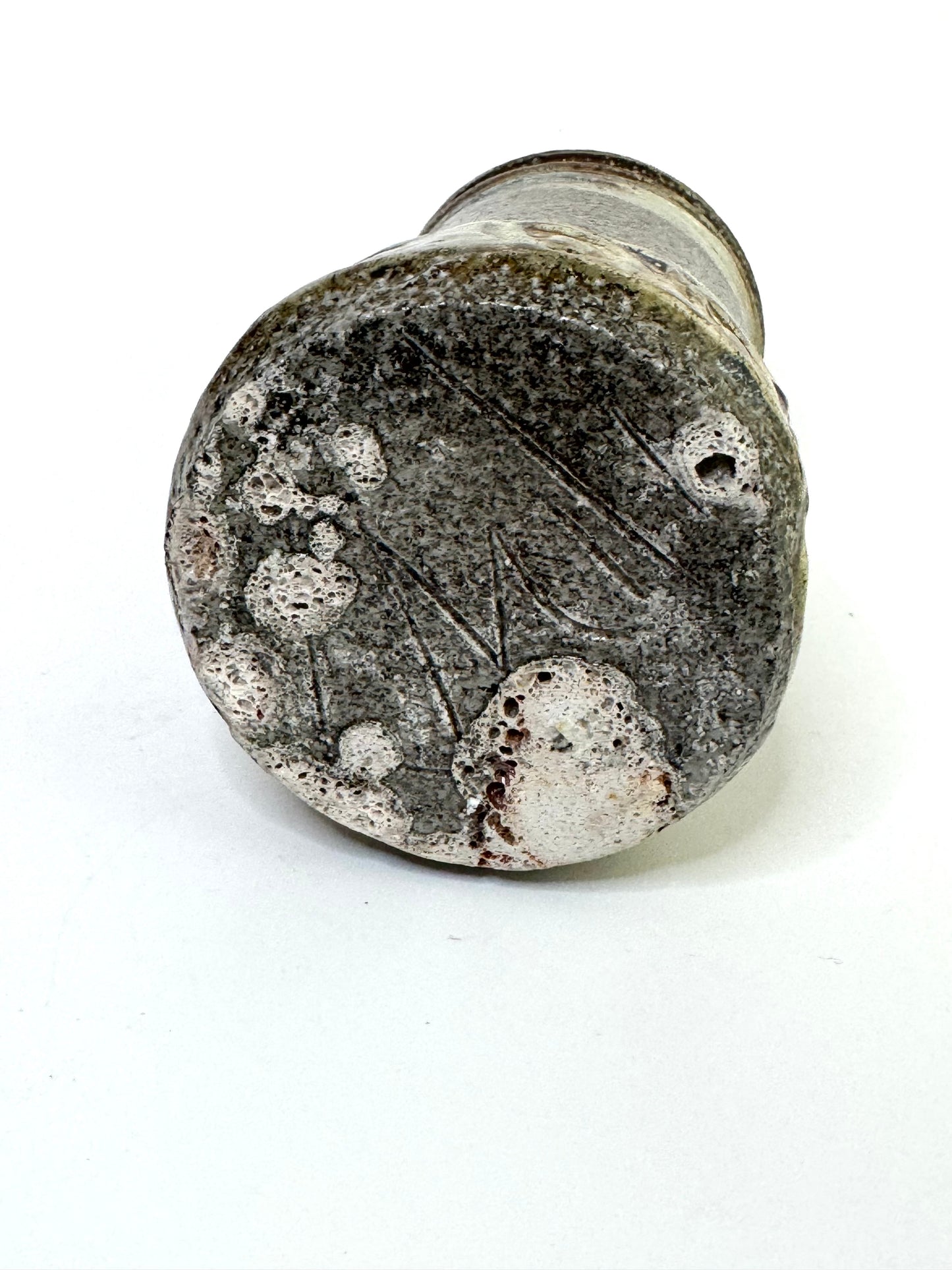 Signed Handcrafted Studio Pottery Vase with Scroll Motif