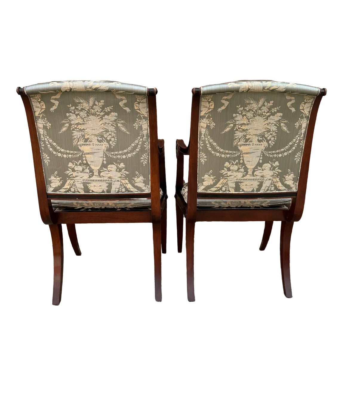 Pair Baker Furniture Regency Dining Chairs With Klismos Legs