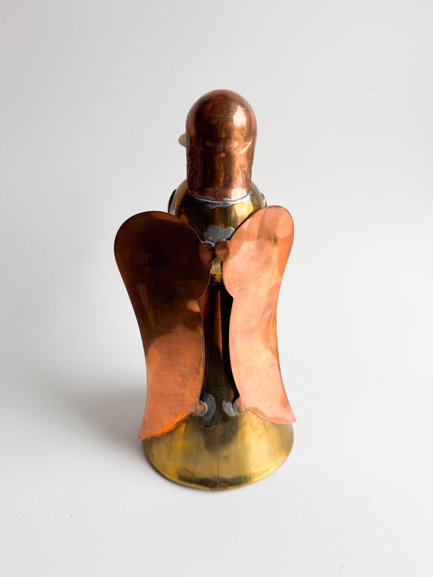 Mid-Century Modern Brass & Copper Angel Candleholder Sculpture
