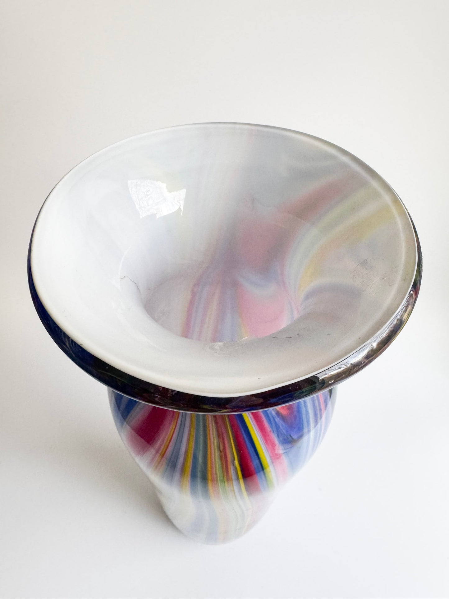 Vibrant 16" Swirled Murano-Style Art Glass Vase