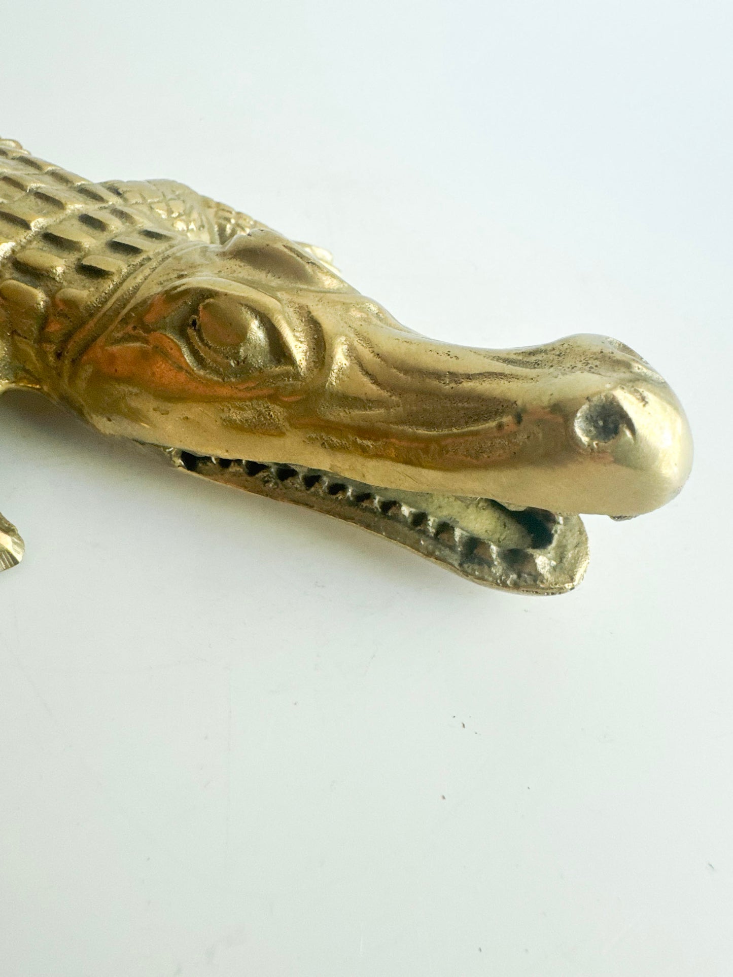 Vintage Solid Brass Alligator Figurine