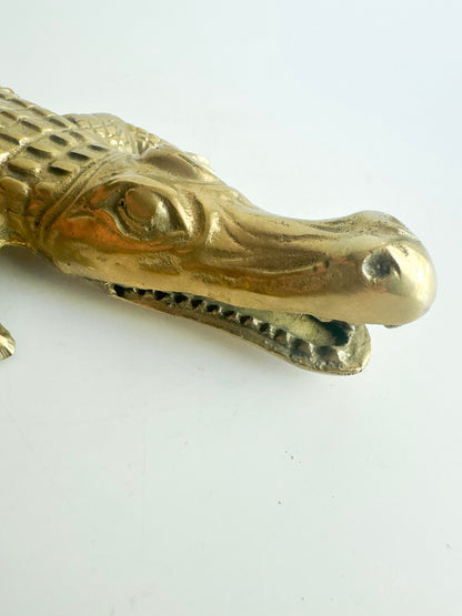 Vintage Solid Brass Alligator Figurine