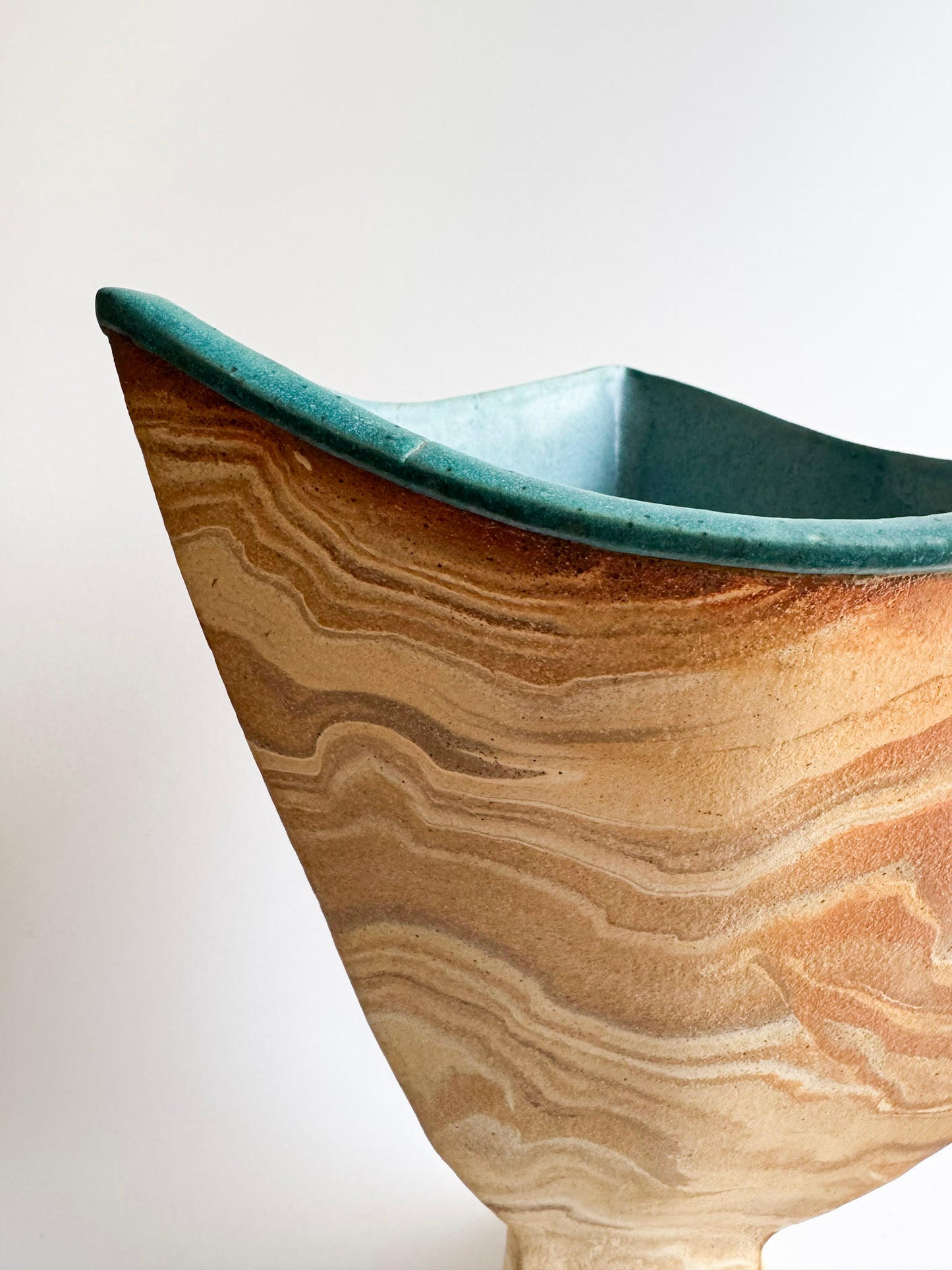 Signed Sculptural Marbled Stoneware Vase