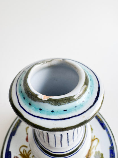 Hand-Painted Italian Ceramic Candle Holders – Pair