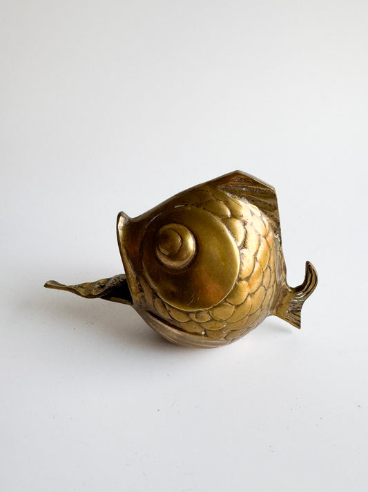 MCM Figural Brass Fish Ashtray