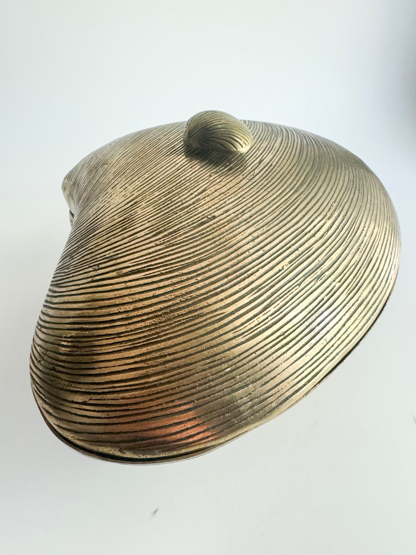Vintage Solid Brass Clam Shell Box
