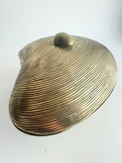 Vintage Solid Brass Clam Shell Box