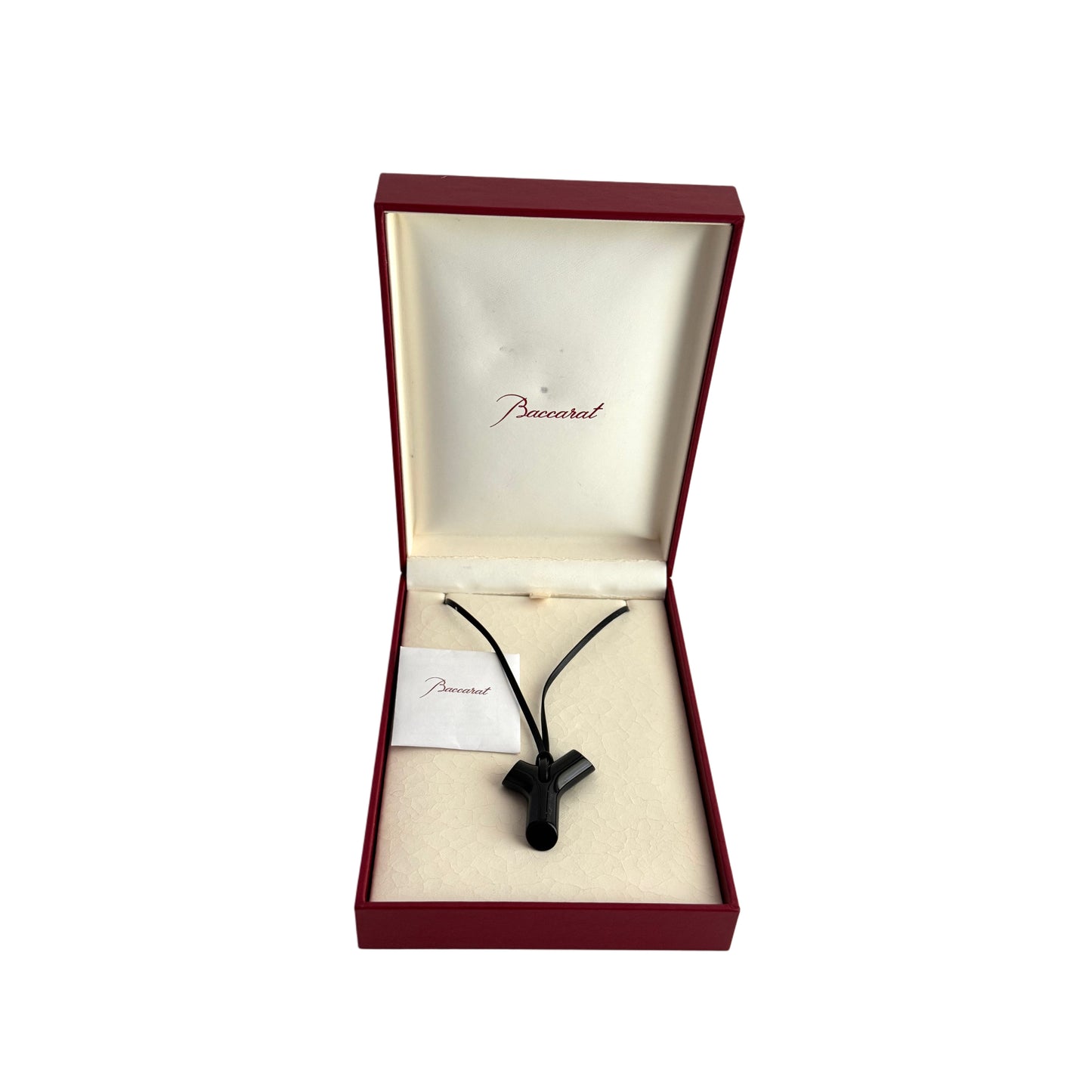 Baccarat Black Crystal “Spirit” Cross Pendant Necklace with Original Box