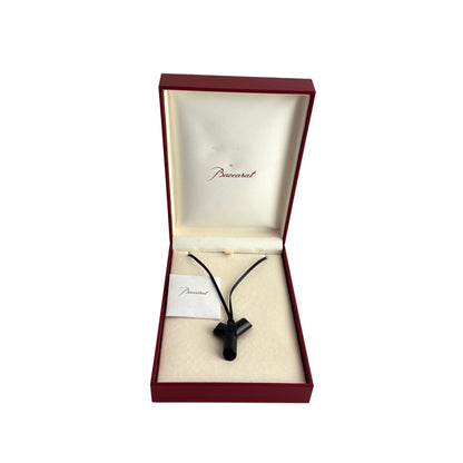 Baccarat Black Crystal “Spirit” Cross Pendant Necklace with Original Box