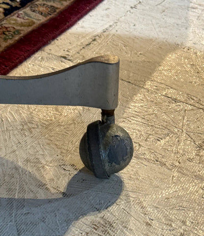 Vintage Industrial Gasser Chair Co. Rolling Settee in Burgundy Faux Leather