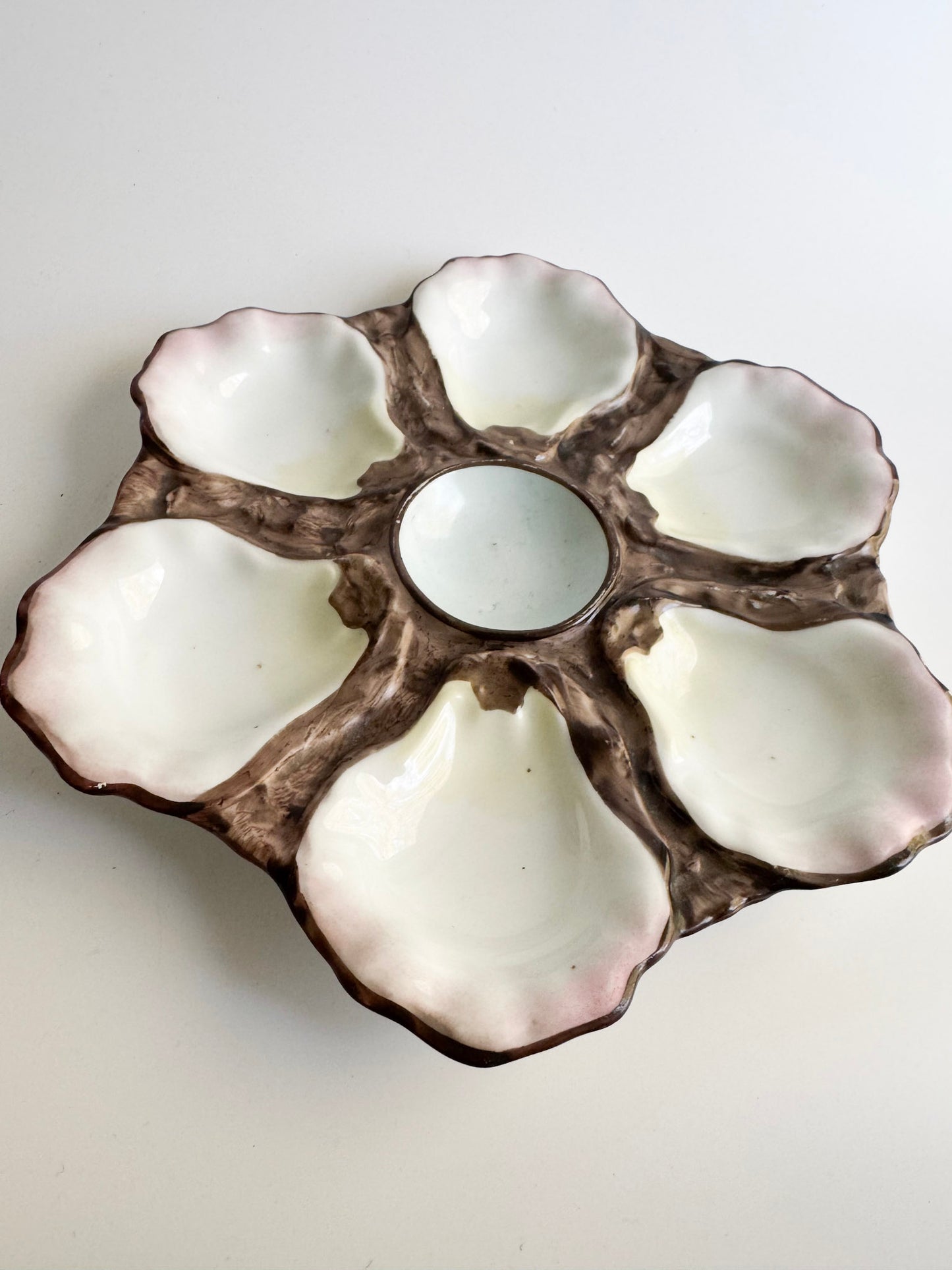 Vintage Majolica-Style Oyster Plate