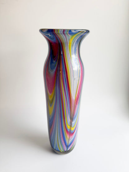 Vibrant 16" Swirled Murano-Style Art Glass Vase