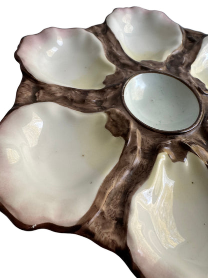 Vintage Majolica-Style Oyster Plate