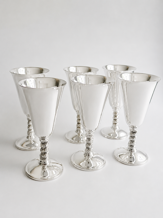 Set of 6 Vintage Silverplate Goblets – Made in Spain