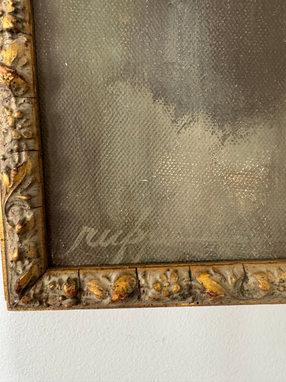 Mid Century Abstract Floral Oil Painting Signed