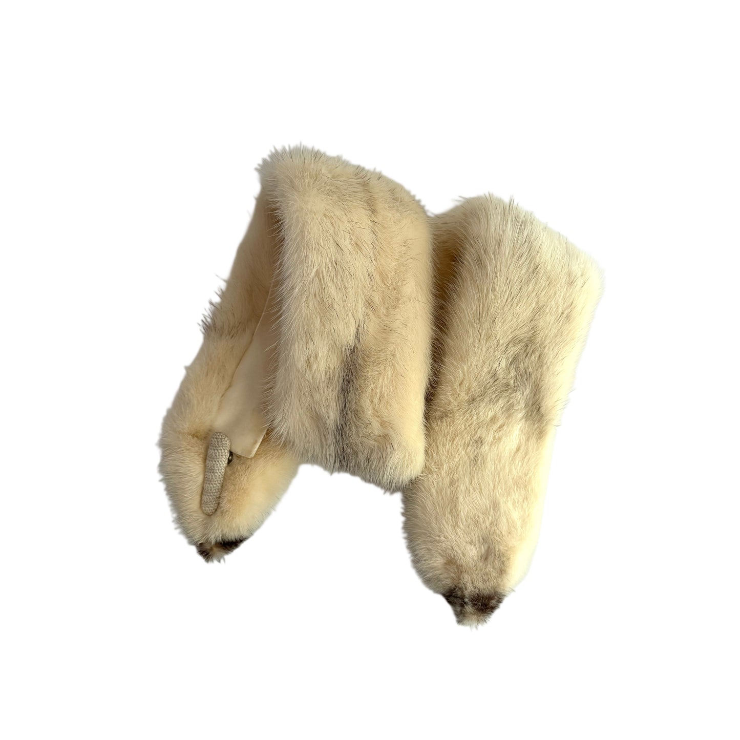Vintage Cream Mink Fur Stole with Satin Lining