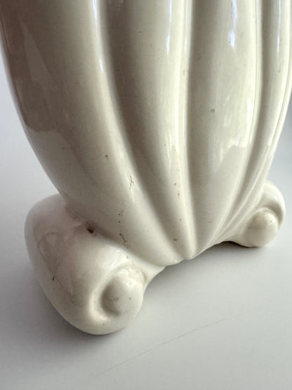 Vintage Art Deco Style Fluted Ivory Ceramic Vase