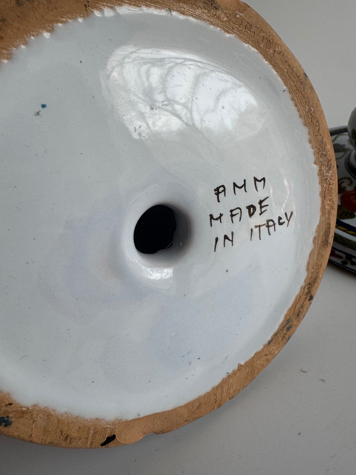 Hand-Painted Italian Ceramic Candle Holders – Pair