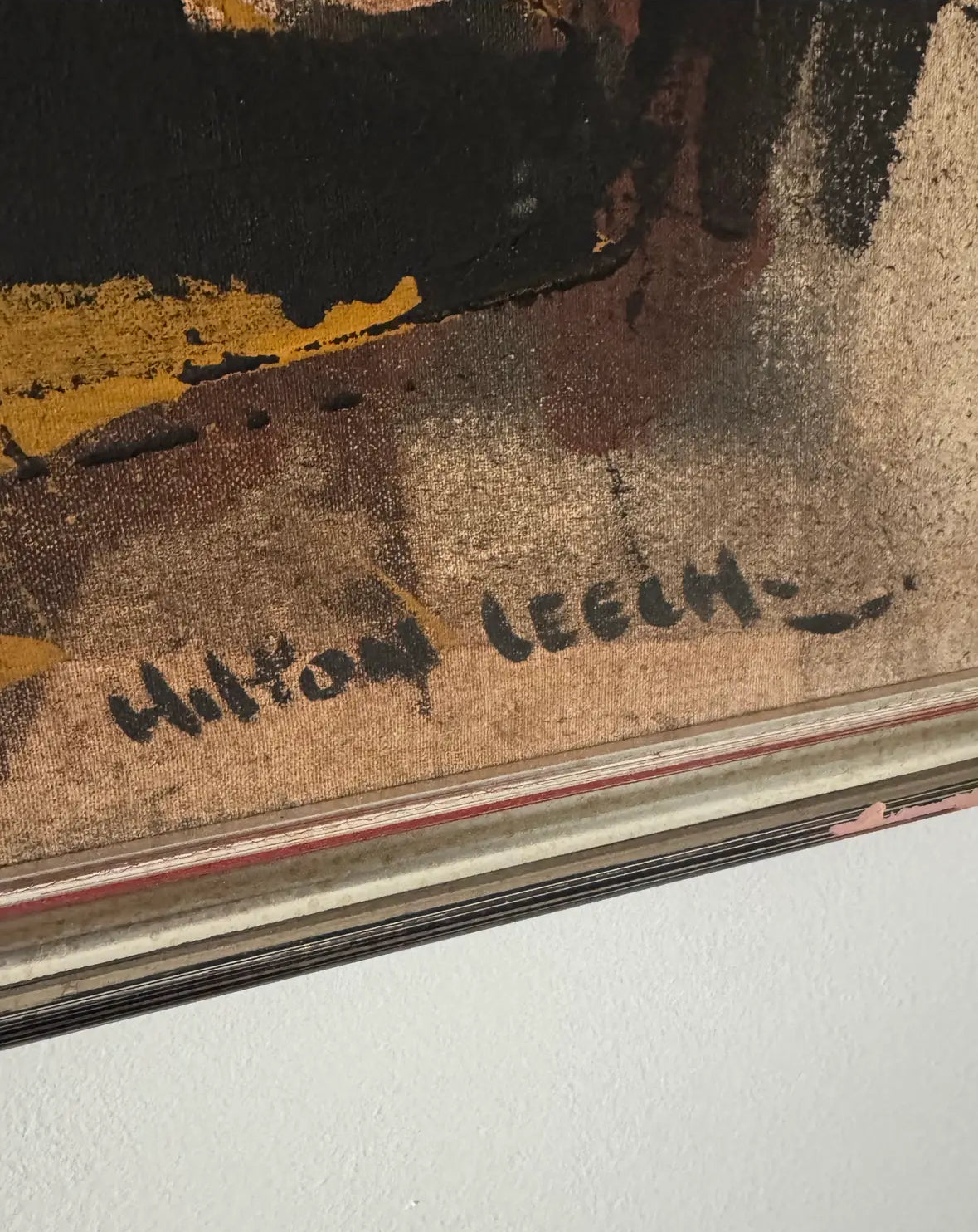 Hilton Leech, Earthquake, Abstract Mixed Media Painting, 1960s