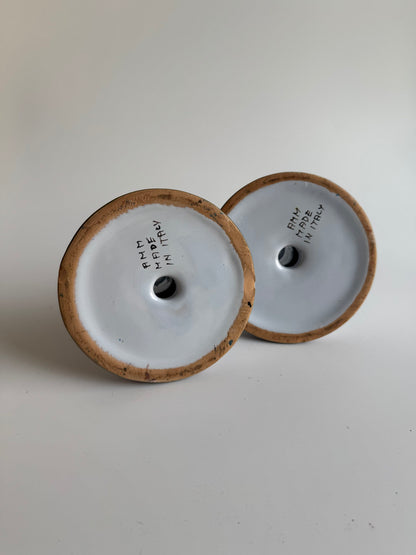 Hand-Painted Italian Ceramic Candle Holders – Pair