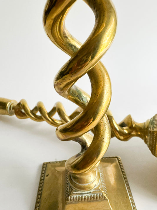 Pair of Vintage Brass Barley Twist Candlesticks