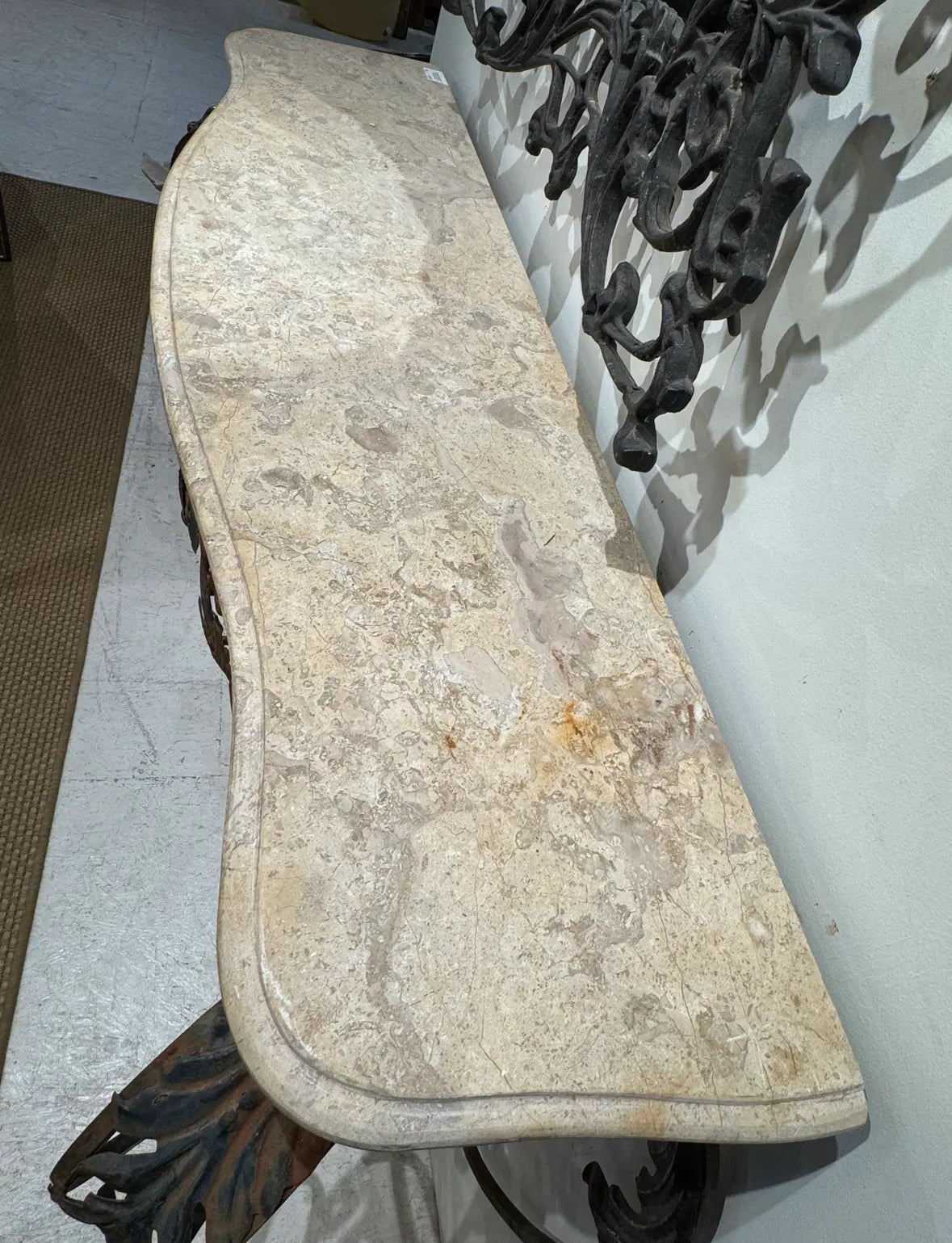 Wrought Iron Console With Marble Top, Mid-20th Century, French Style