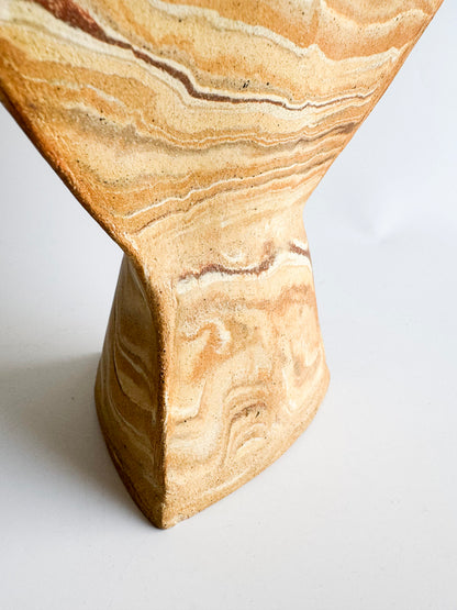 Signed Sculptural Marbled Stoneware Vase