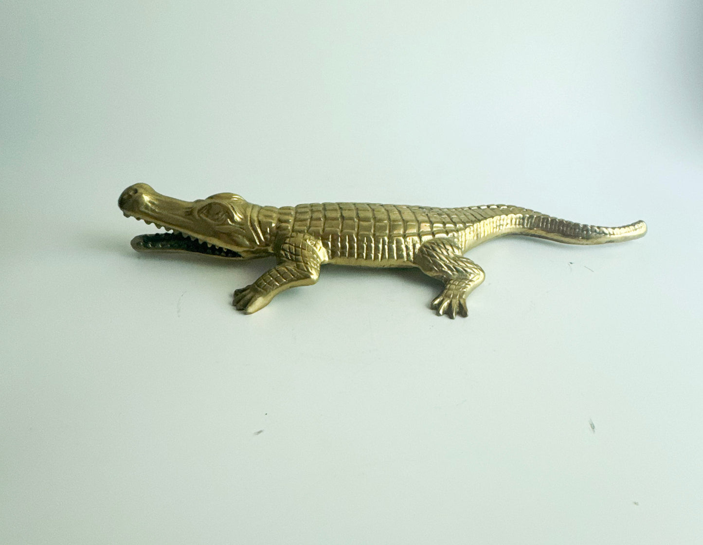 Vintage Solid Brass Alligator Figurine