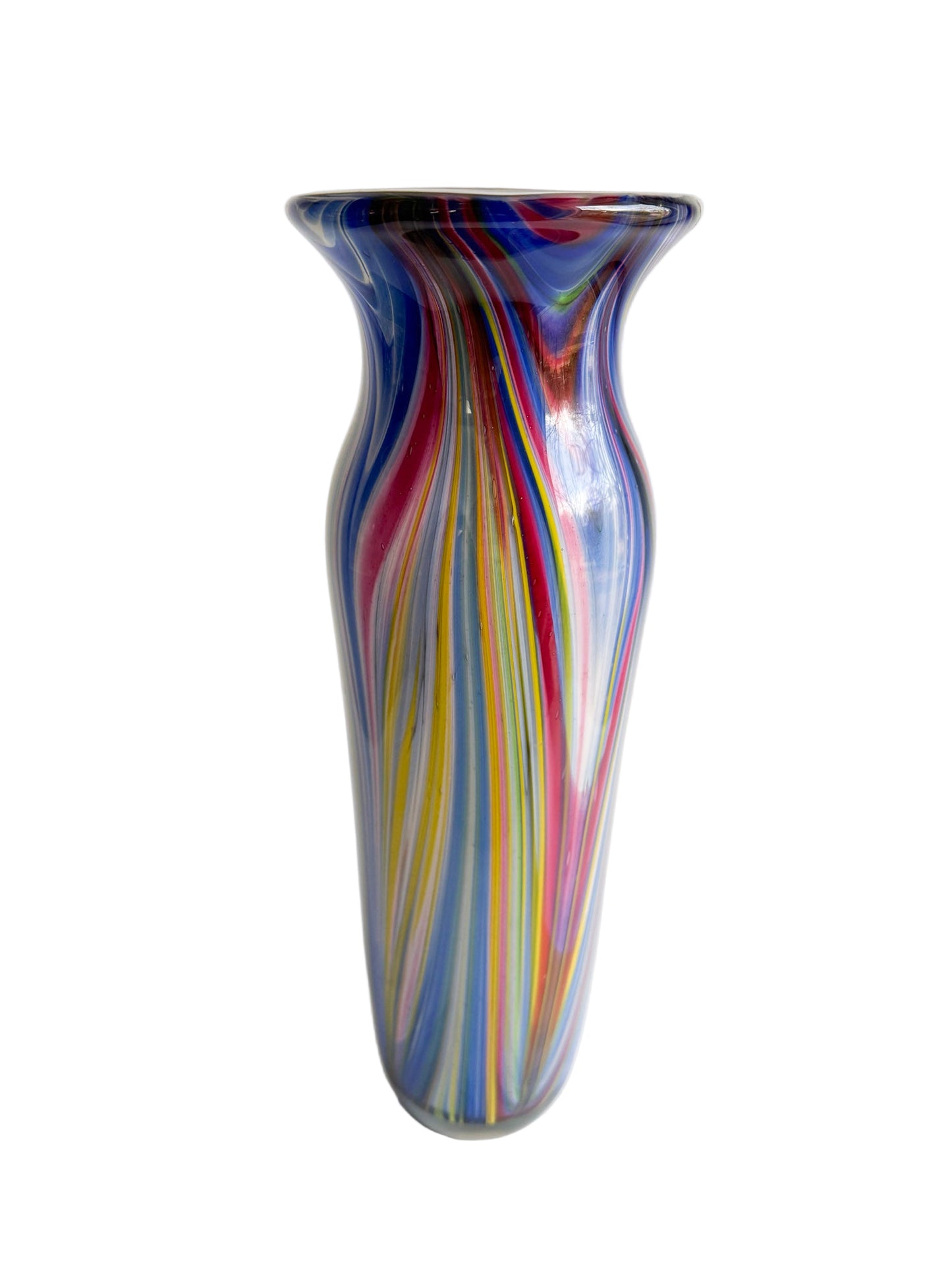 Vibrant 16" Swirled Murano-Style Art Glass Vase