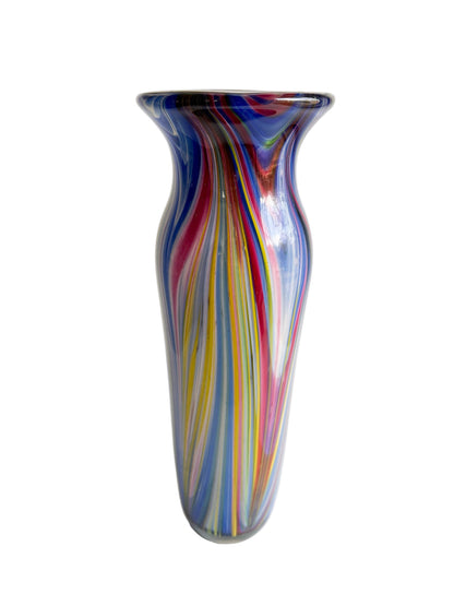 Vibrant 16" Swirled Murano-Style Art Glass Vase