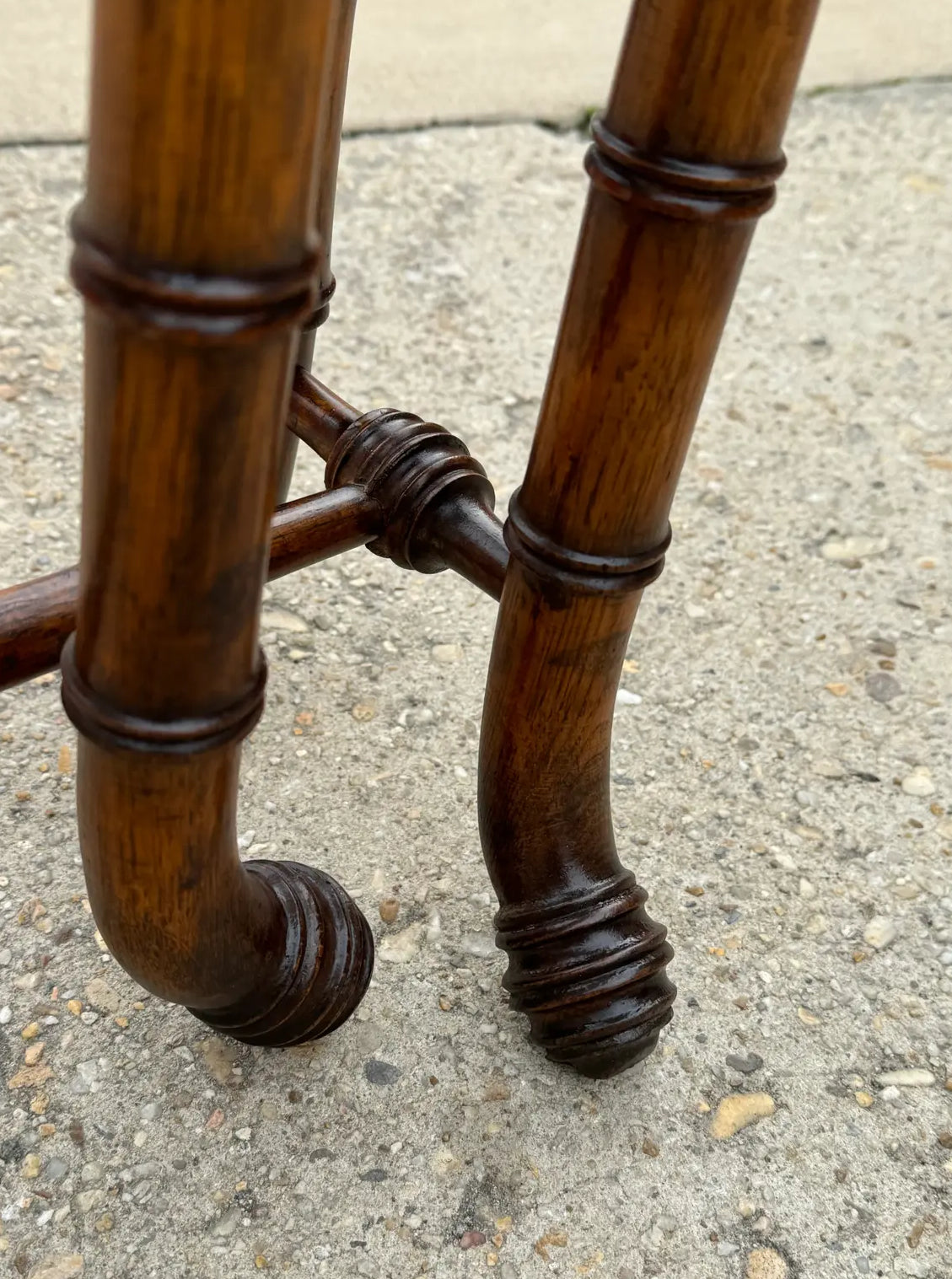 Newly Refinished Antique Drop-Leaf Tiger Oak Table With Faux Bamboo Legs