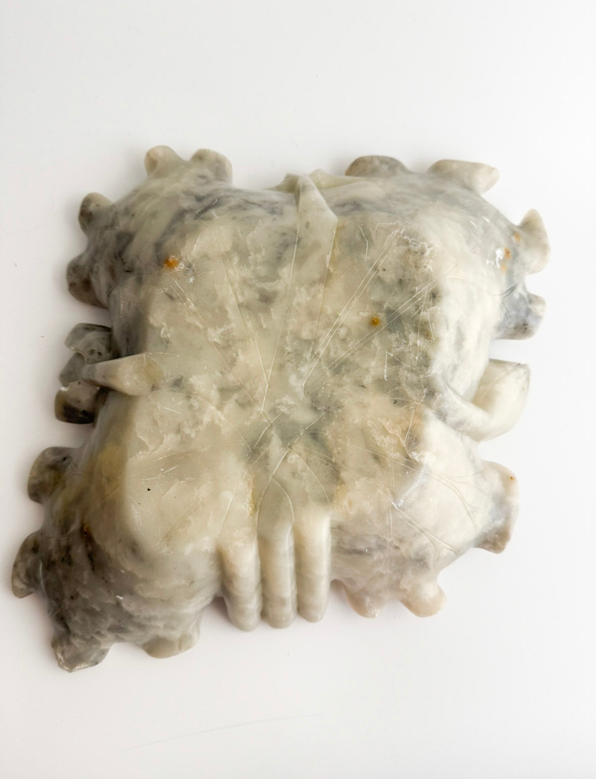 Large Carved Soapstone Lotus Leaf Dish, Mid-20th Century