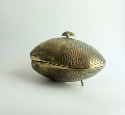 Vintage Solid Brass Clam Shell Box