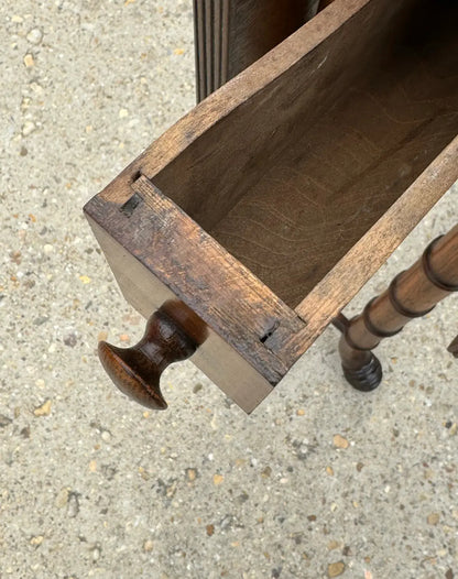 Newly Refinished Antique Drop-Leaf Tiger Oak Table With Faux Bamboo Legs
