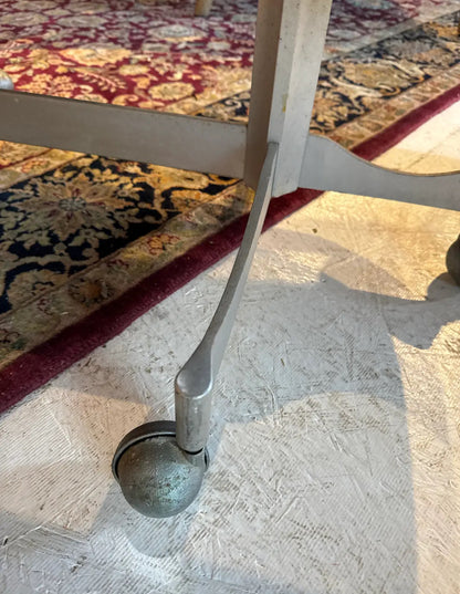 Vintage Industrial Gasser Chair Co. Rolling Settee in Burgundy Faux Leather