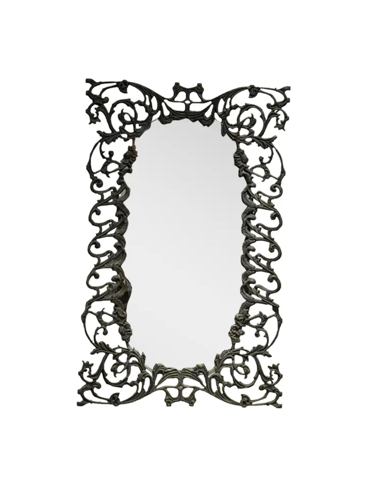 Antique Wrought Iron Mirror, French Art Nouveau, Circa 1900